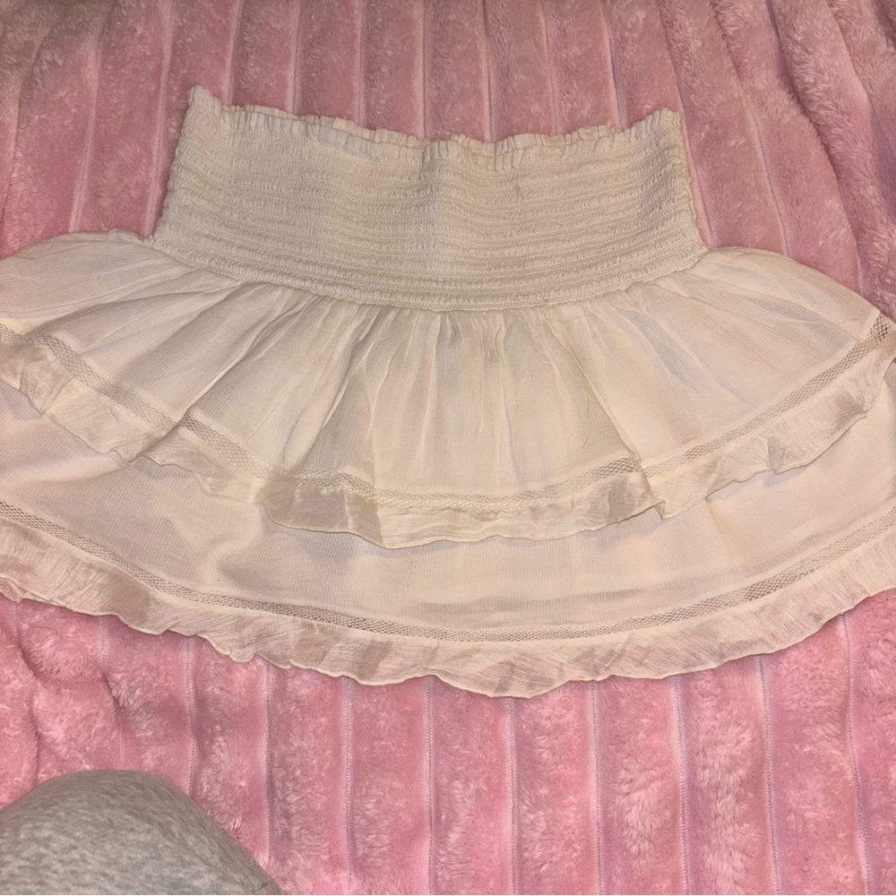 Isabel Marant Etoile White Cotton Blend Tiered Mini Skirt / Size 38